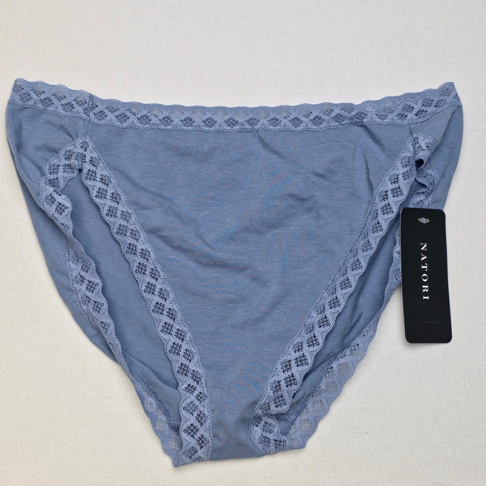 Natori Bliss Women French Cut Panties Blue XL Lace Trim Underwear Intimates NWT - Picture 2 of 5